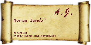 Avram Jenő névjegykártya